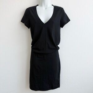 James Perse Black Blouson V Neck Dress